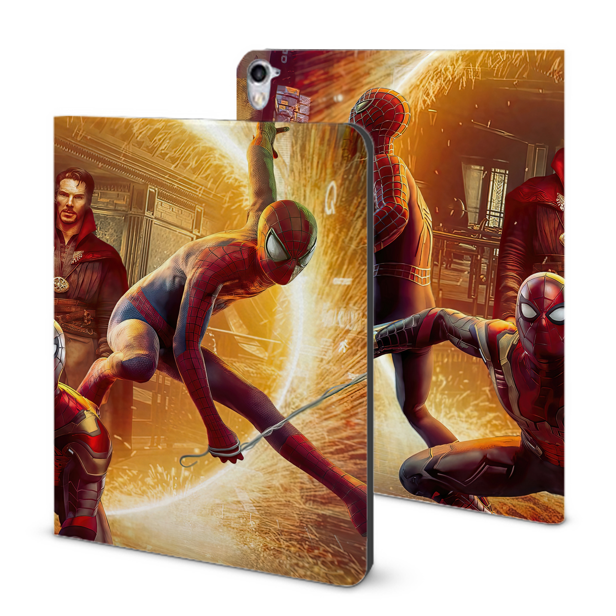 （画像用） Spider Man スパイダーマン IPad ケース ブック型 PUレザー TPU 耐衝撃 軽量 薄型 ペン収納なし 全面保護 IPad 各モデル対応